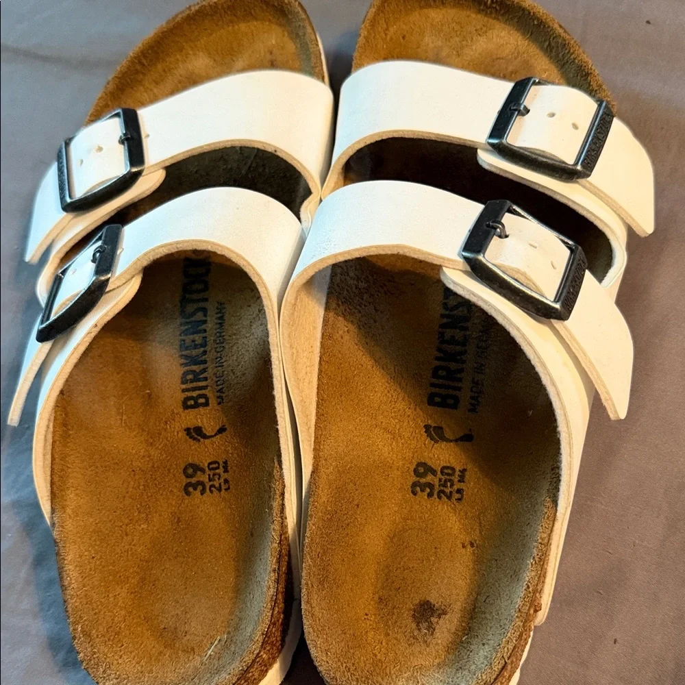 Birkenstock White Two-Buckle Sandals